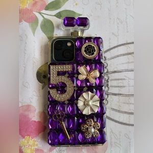 iPhone 13 purple bedazzled phone case